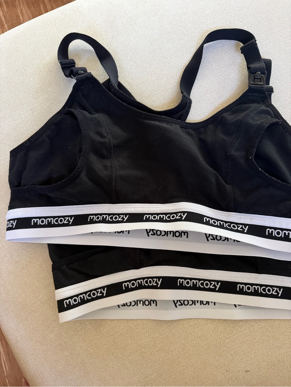 Two Momcozy Black Pumping /Nursing Sleep Bras